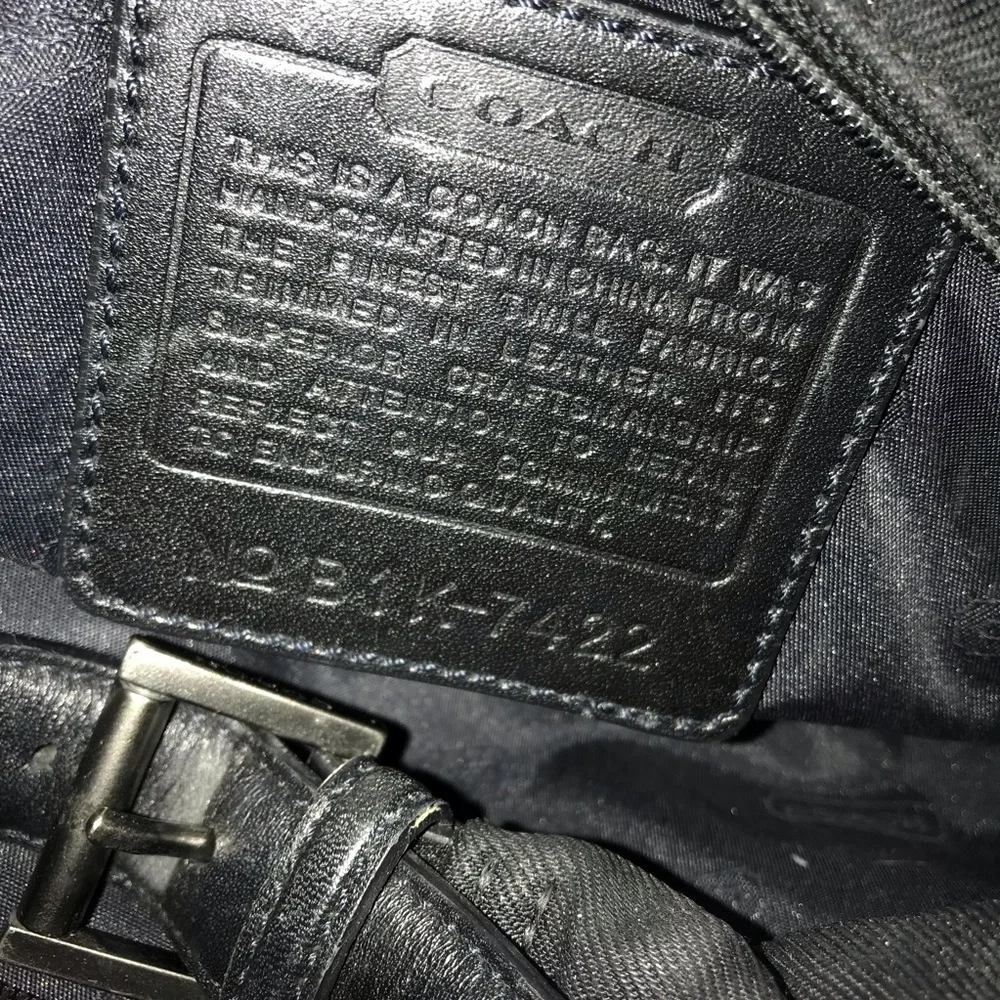Coach black nylon leather shoulder bag removalable leather strap $$
